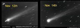 Рис. 57: 12 ноября в сравнении с 14 ноября: снимки кометы ISON показали внезапное увеличение яркости.