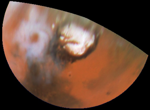 ис. 139: Ураган, бушующий на северном полюсе Марса, 27 апреля 1999 г.