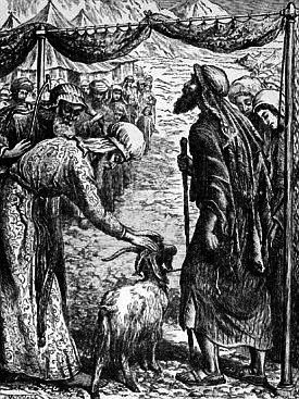 Рис. 184: Верховный жрец, перекладывающий грехи на козла отпущения. 
