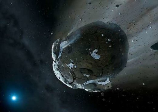 Illustration of a water-rich asteroid