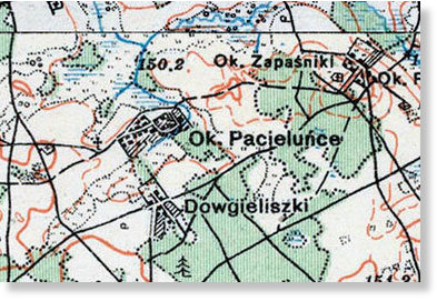Крест возле д. Потелюнцы на карте 1920–1930 годов