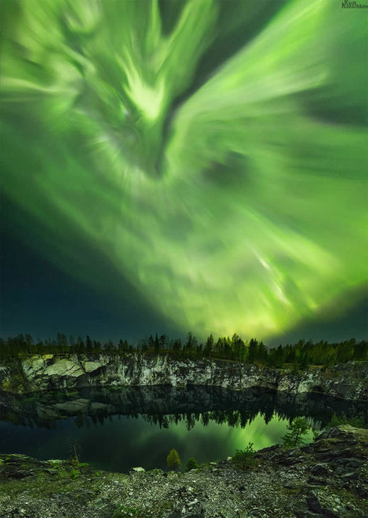 Marble quarry and Northern lights