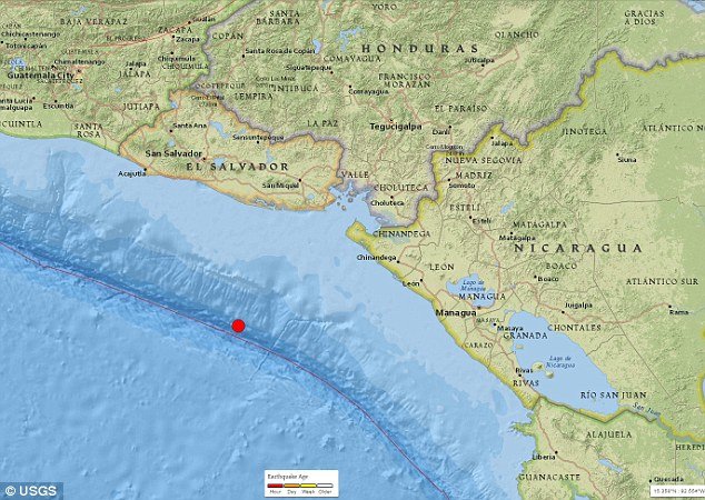El Salvador earthquake map