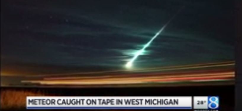 green meteor fireball over Michigan