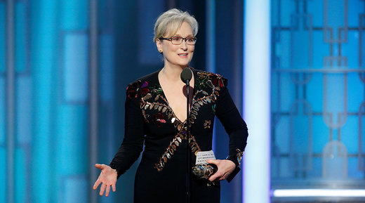 Actress Meryl Streep accepts the Cecil B. DeMille Award. 