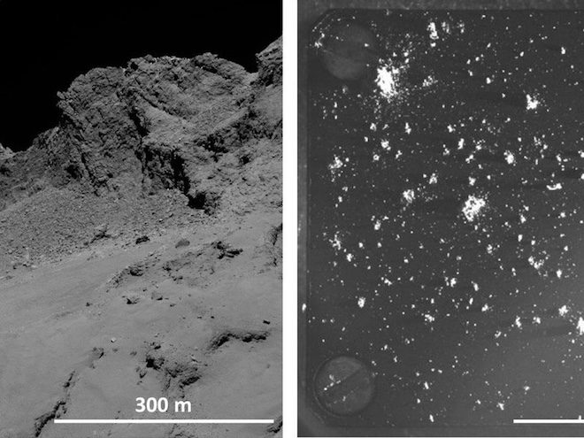 Поверхность кометы и образцы пыли.
