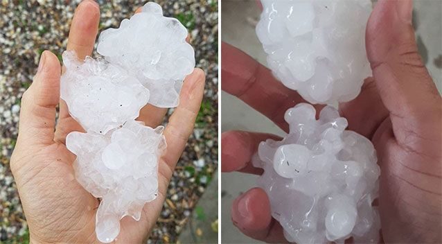 Grafton residents were treated to huge chunks of hail.