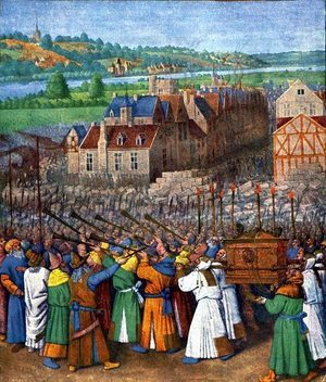 Взятие Иерихона, Жан Фуке (масло, примерно 1450 г.)