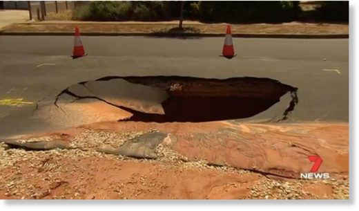 A giant sinkhole opened up outside one family's house.