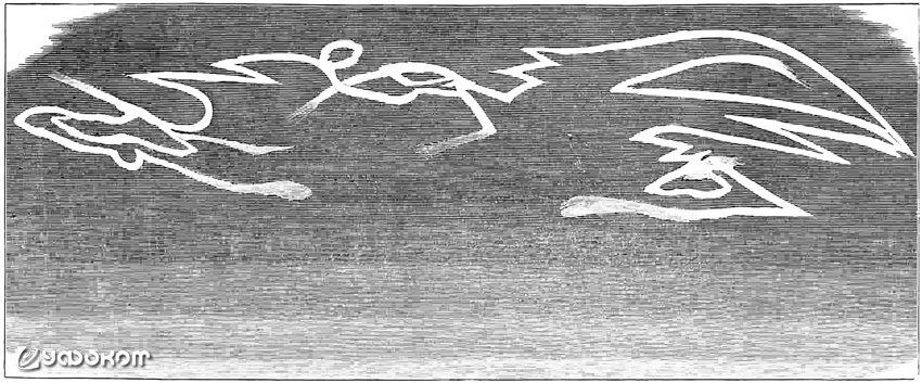 Зигзаги, появившиеся над Хасав-Юртом (ныне Хасавюрт, Чечня), Терская область, 31 мая (12 июня) 1875 года [1: 13]