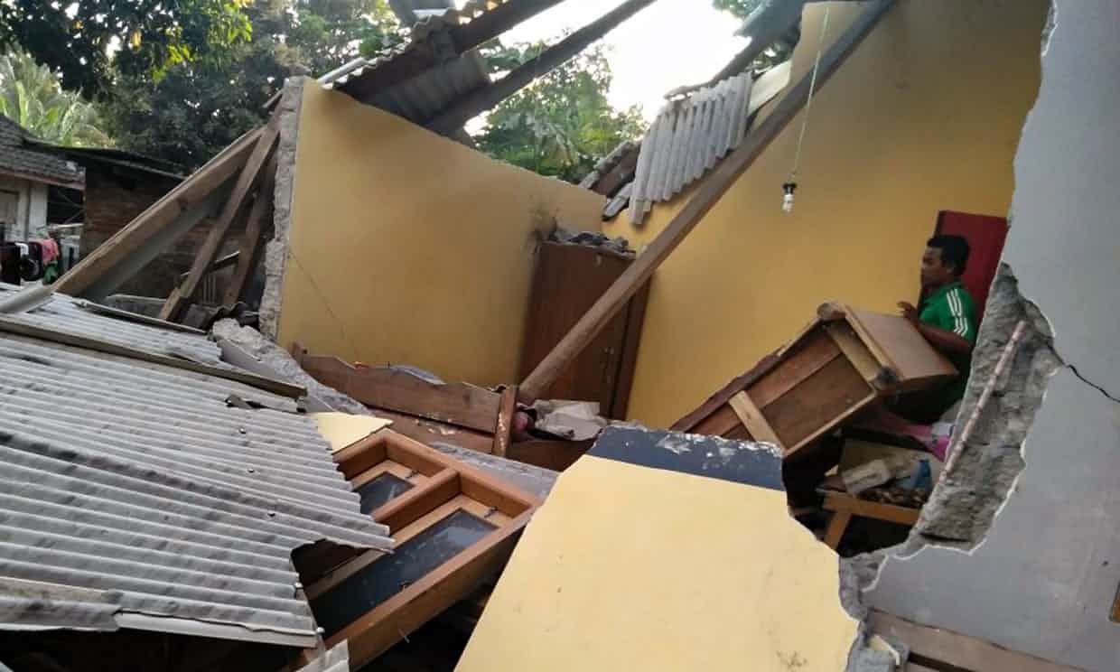 The collapsed ruins of a house following a 6.4-magnitude earthquake on the Indonesian island of Lombok.