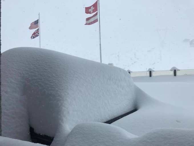 Passio Stelvio in Italy received a metre of snow when a huge snow storm hit the Alps