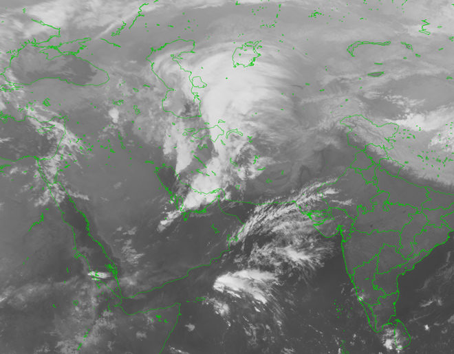 Южно-каспийский циклон на фото из космоса, 25 ноября 2018 г.