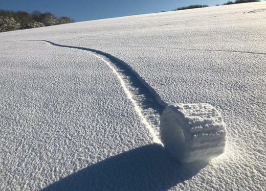 Snow roller  in Wiltshire.