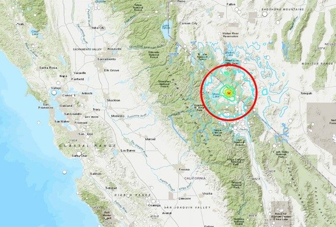 Землетрясение магнитудой 5,2 произошло в субботу, 11 апреля, вблизи пограничного региона Калифорния-Невада к северо-востоку от национального парка Йосемити