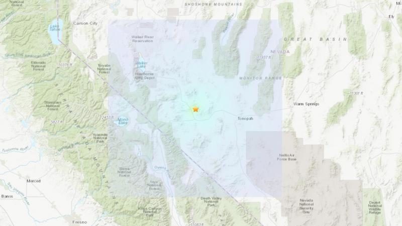 Screenshot of earthquake near Toponah, Nevada.