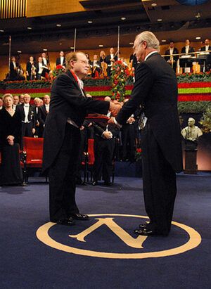 Luc Montagnier receiving the 2008 Nobel Prize in medecine