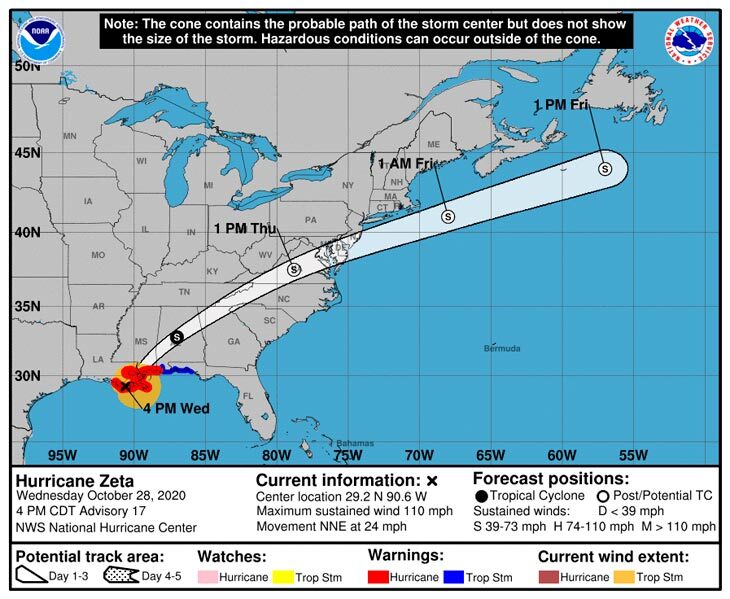Ураган «Зета» обрушился на юг США