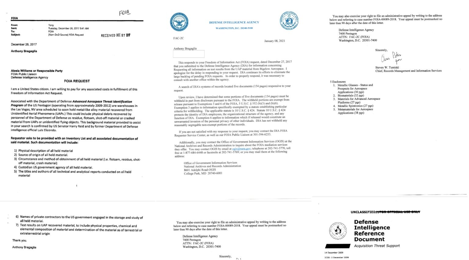 Слева — запрос Брагильи, справа — сопроводительное письмо к предоставленному официальному ответу. Всего Энтони получил пять файлов, из которых опубликован только самый большой