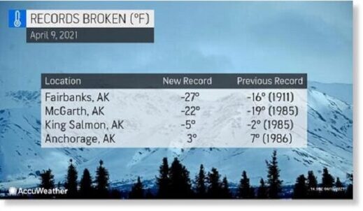 Морозы бьют рекорды на Аляске