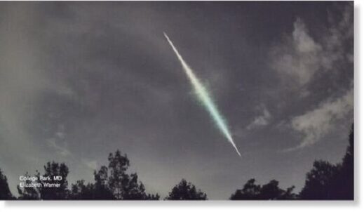 Падение метеорита зафиксировали в небе над Мэрилендом в США