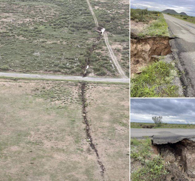 Огромные земные трещины разрывают землю в округе Кочис, штат Аризона