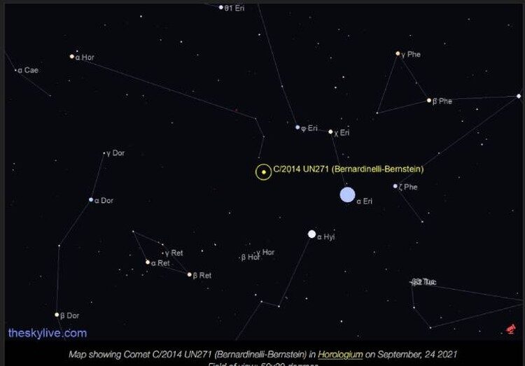 Комета Бернардинелли — Бернштейна на небе