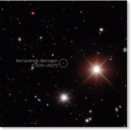 Снимок кометы Бернардинелли — Бернштейна из Обзора темной энергии, октябрь 2017 года.