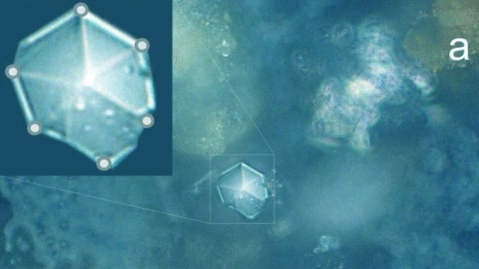 Крупный план одного из новых кристаллов, сделанный с помощью электронного микроскопа