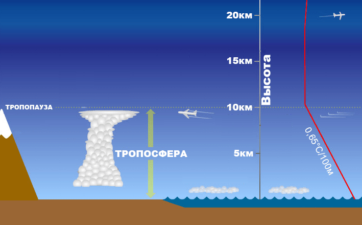 The troposphere, the tropopause and the stratosphere​