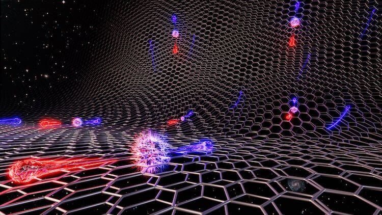 Нажмите, чтобы увеличить Matteo Ceccanti and Simone Cassandra Artist's impression of the electron–positron pair creation in a powerful electric field