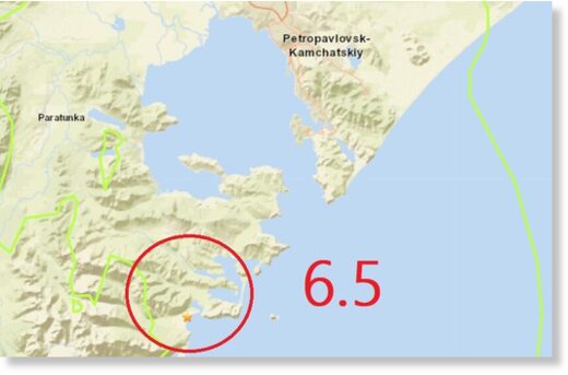 Землетрясение магнитудой 6,5 произошло у восточного побережья полуострова Камчатка