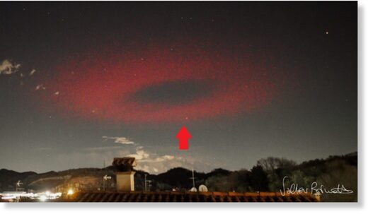 27 марта в ночном небе над Италией ненадолго появился ореол красного света