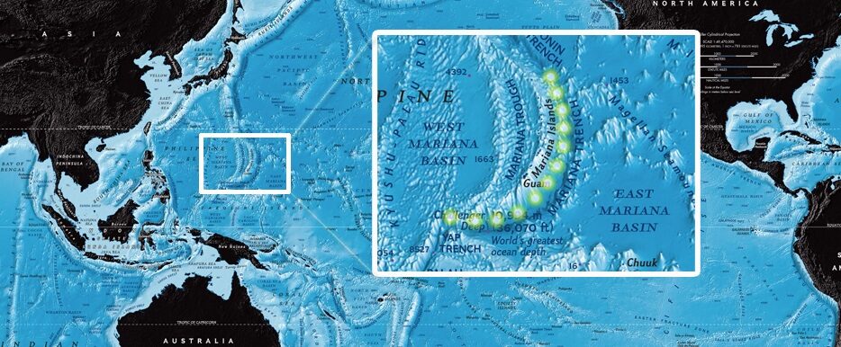 Карта Марианской впадины